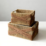 Creative paper rope storage basket - hand-held for storing miscellaneous items, cosmetics, storage box imitating rattan weaving, snack and toy storage basket