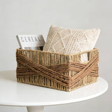 Creative paper rope storage basket - hand-held for storing miscellaneous items, cosmetics, storage box imitating rattan weaving, snack and toy storage basket