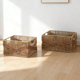 Creative paper rope storage basket - hand-held for storing miscellaneous items, cosmetics, storage box imitating rattan weaving, snack and toy storage basket